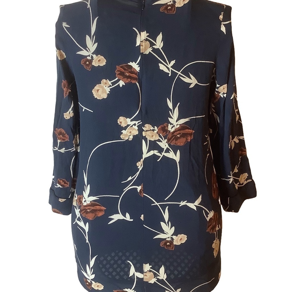 GANNI Navy Floral Mini Dress Size M Long Sleeve Scandi Cool Girl - Picture 4 of 10
